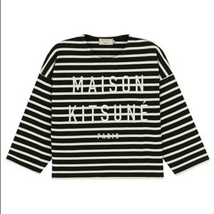 Maison Kitsune Marine Crop Stripe Sweatshirt